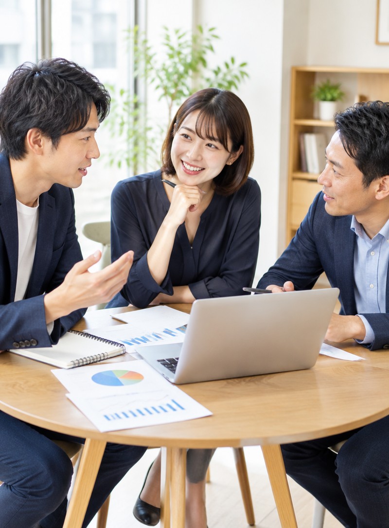 少人数のチームが戦略を話し合うイメージ（AI生成）